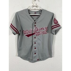 Walt Disney World Mens Baseball Jersey Gray Burgundy Number‎ 71 Sz S